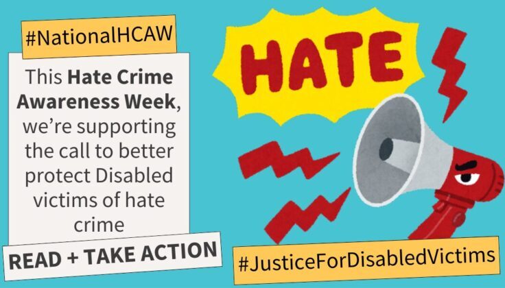 Read + take action. This Hate Crime Awareness Week, we&#8217;re supporting the call to better protect Disabled victims of hate crime. #JusticeForDisabledVictims #NationalHCAW. An angry cartoon loudspeaker with a speech bubble saying Hate and jagged lines to show that it&#39;s loud.&#34; draggable=&#34;true&#34; src=&#34;https://pbs.twimg.com/media/GZ8CfYSWwAAcki6?format=jpg&amp;amp;name=medium&#34; class=&#34;css-9pa8cd&#34;&gt;