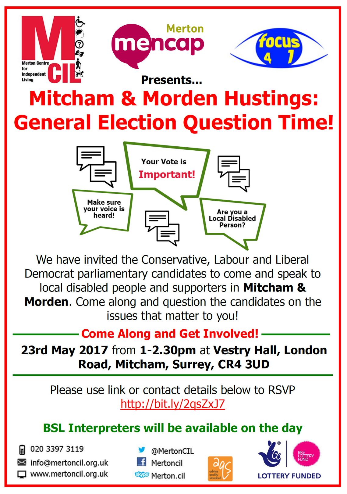 Mitcham & Morden Hustings Leaflet